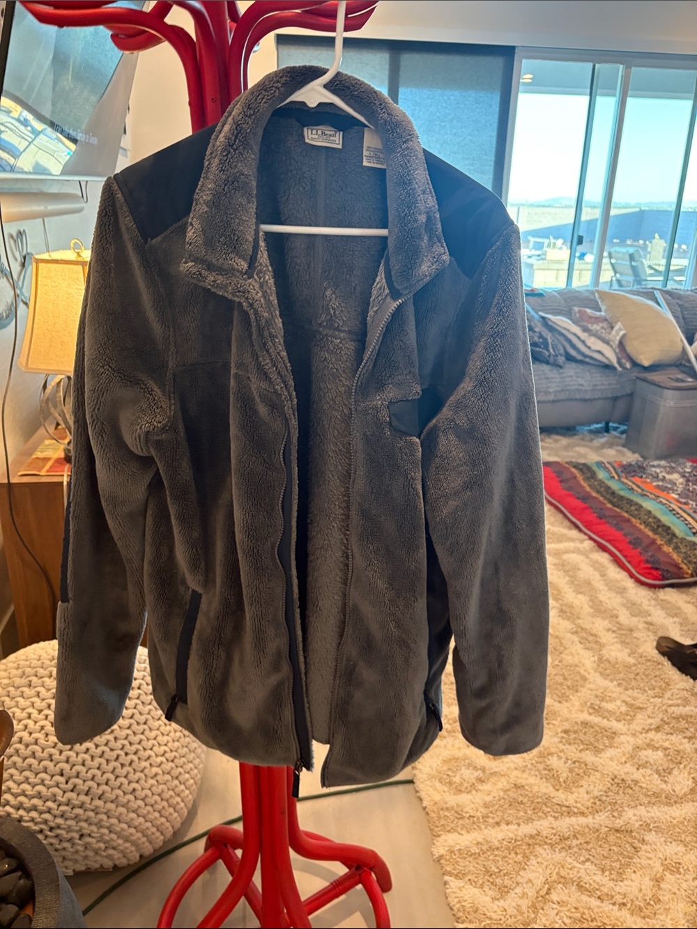 L.L. Bean Dark Gray Teddy Fleece Zip Jacket